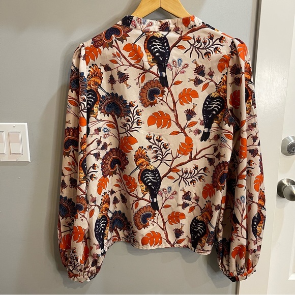 Emery Rose Boho Blouse Floral with Birds - Picture 9 of 13